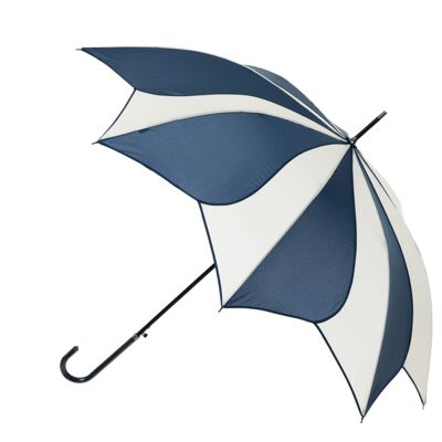 Paraguas bastón azul marino y crema remolino - EDSSWN/C