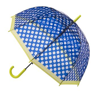 Parapluie dôme transparent à pois bleu foncé de la collection Soake - POESBG