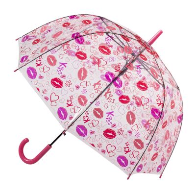 Clear Dome Stick Umbrella with a Lips Design from the Soake Collection - POESLIP