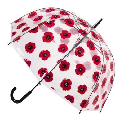 Clear Dome Stick Umbrella with a Poppy Design from the Soake Collection - POESPOP