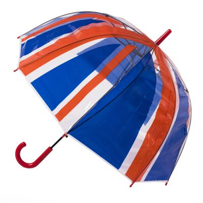 Paraguas transparente tipo cúpula con diseño de Union Jack de la colección Soake - POESUJ