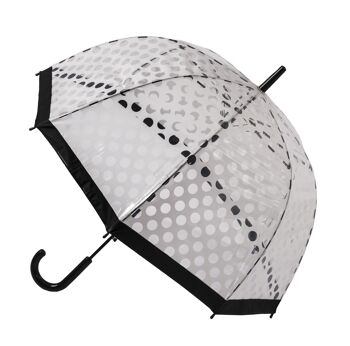 Parapluie dôme transparent à pois blancs de la collection Soake - POESWB
