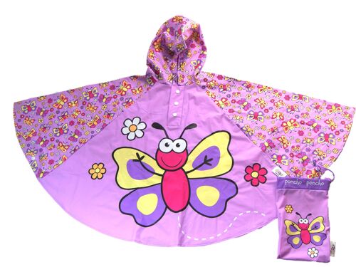 Butterfly styled kids rain poncho by Bugzz Kids Stuff (pack of 6) - PONBY