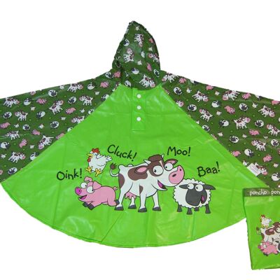 Poncho antipioggia per bambini in stile fattoria di Bugzz Kids Stuff (confezione da 6) - PONFARM