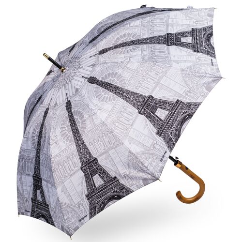 Storm King Classic Paris Black and White Walking Stick Umbrella - SKCCPARBW
