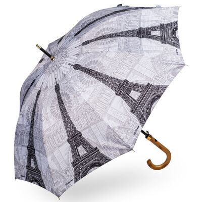 Ombrello con bastone da passeggio in bianco e nero Storm King Classic Paris - SKCCPARBW