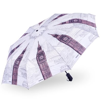 Storm King London Parapluie Pliant Noir et Blanc Coffret Cadeau - SKCFLONBW