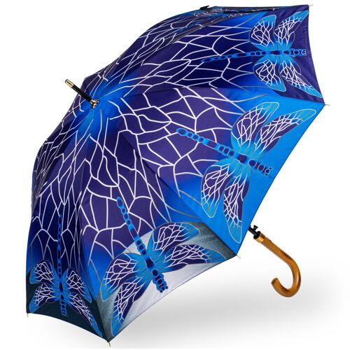 Storm King Classic Stained Glass Dragonfly Walking Stick Umbrella - SKCNSGD