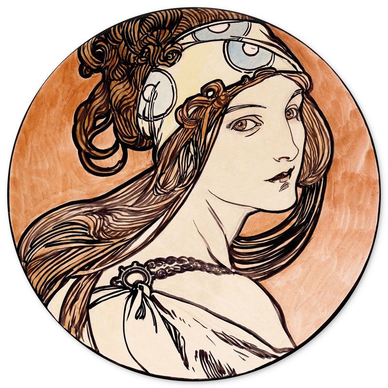 Cerchio da parete Sopra la spalla Alphonse Mucha - 75 cm - Cerchio da parete