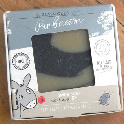 Handmade soap, organic and cold saponified, with donkey milk & peppermint - Pure thrill