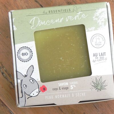 Organic artisanal soap with donkey milk, cold saponified - Green softness