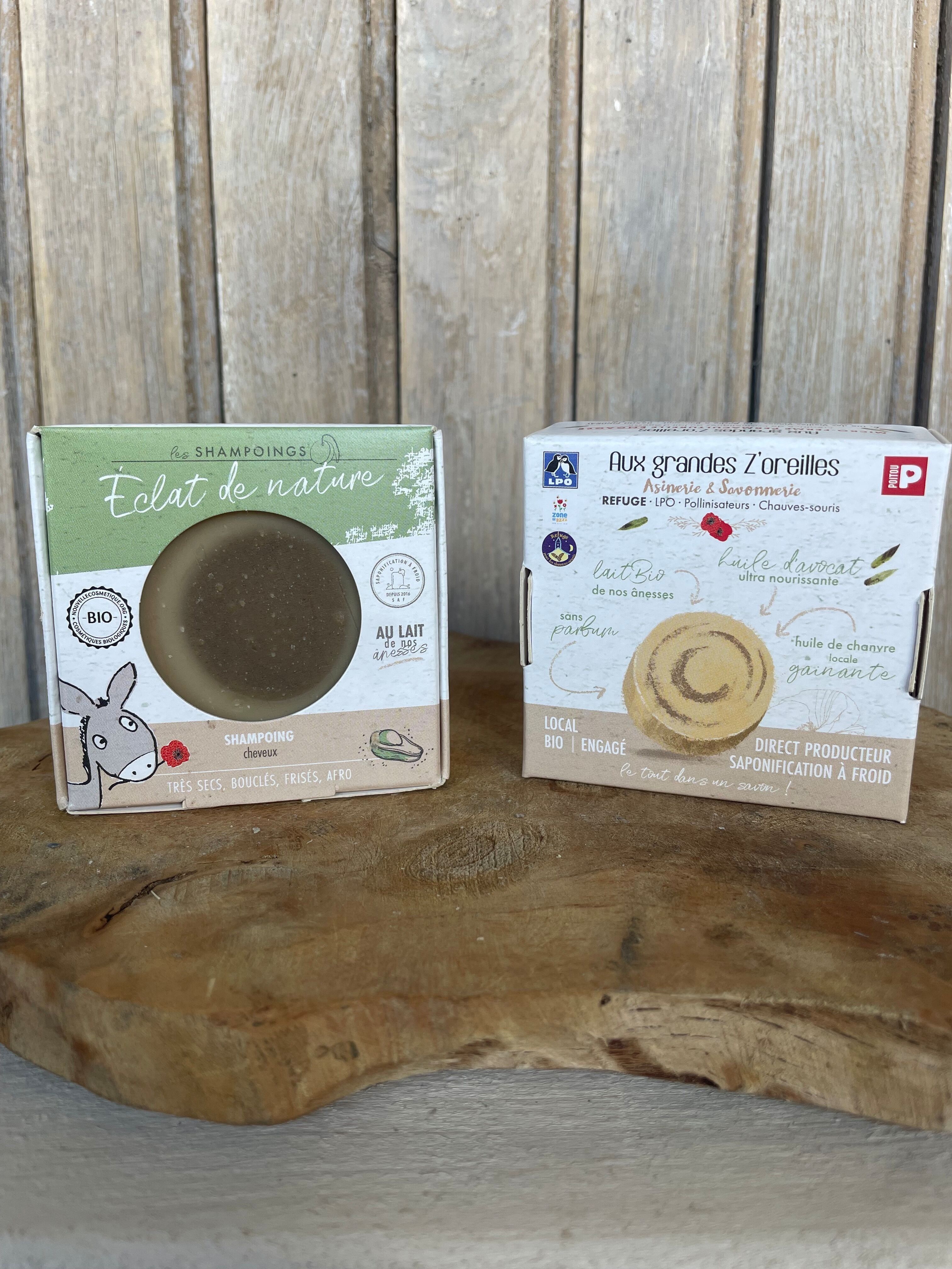 Festes Bio-Shampoo mit Eselsmilch, Avocado und Hanföl – Für sehr trockenes, lockiges, krauses Haar – Strahlende Natur