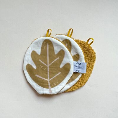 Set de 3 toallitas lavables grandes Maple leaf camel