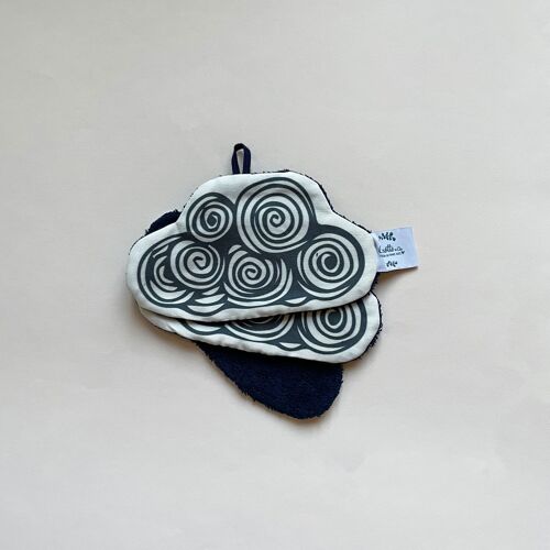 Lot de 3 grandes lingettes lavables Nuage bleu marine