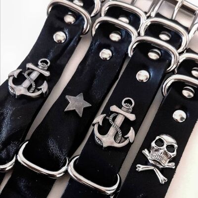 Handgefertigte Lederarmbänder schwarz