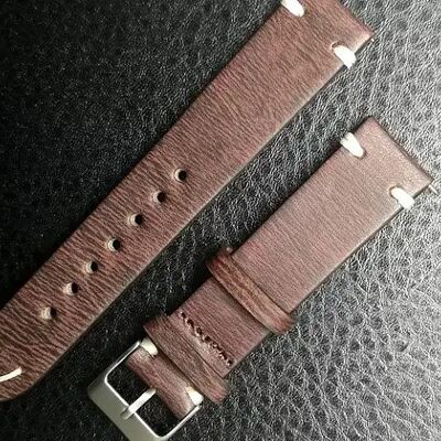 Vintage brown striped leather strap