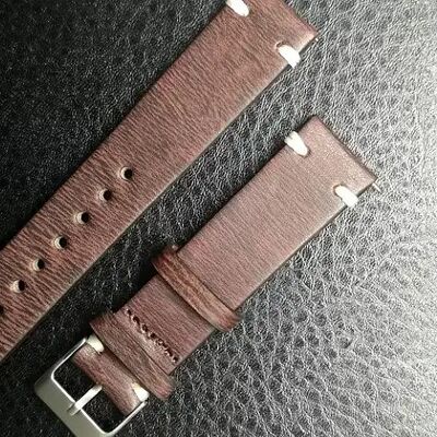 Vintage brown striped leather strap