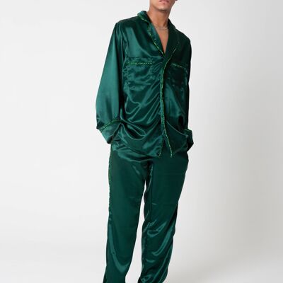 Satin Shirt and Trousers Set Emerald