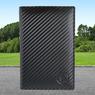 Car Paper Holder in Carbon Format 4 Flaps - case Gray card, license, ID card