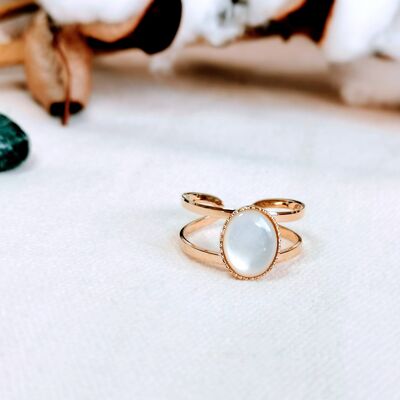 MAHAUT gold-plated mother-of-pearl ring