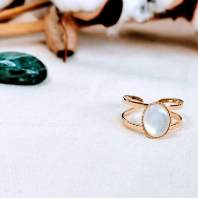 MAHAUT gold-plated mother-of-pearl ring