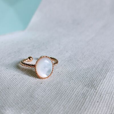 Gold-plated mother-of-pearl MIA ring