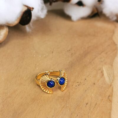 Gold plated NAOMI lapis lazuli ring