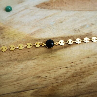 Bracelet EVA onyx noir doré