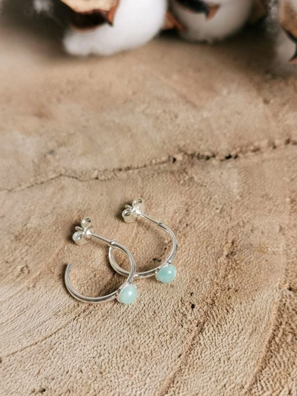 Mini orecchini a cerchio in argento amazzonite ROMY
