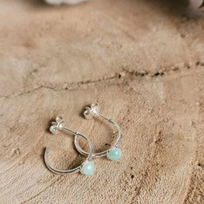 ROMY silver amazonite mini hoop earrings