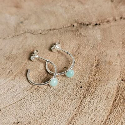 ROMY silver amazonite mini hoop earrings