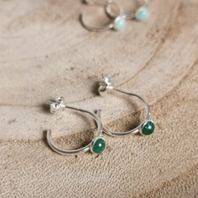 Mini silver aventurine ROMY hoop earrings