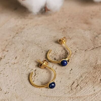 ROMY gold lapis lazuli mini hoop earrings