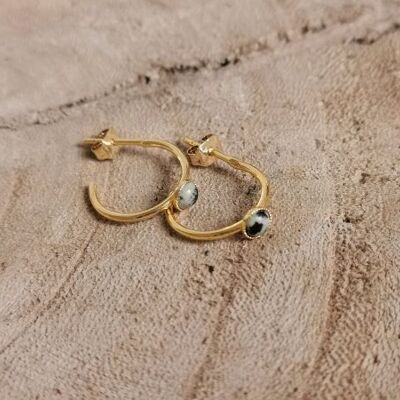 Mini hoop earrings ROMY golden jasper dalmatian