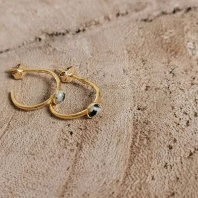Mini hoop earrings ROMY golden jasper dalmatian