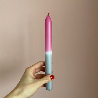 Candle 24cm gray & pink