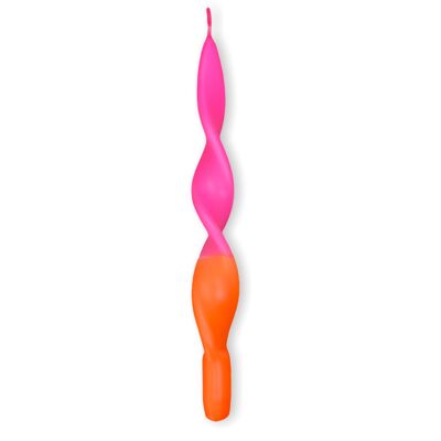 Twist candle neon orange & neon pink