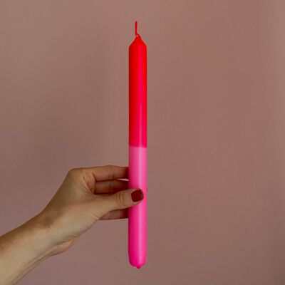 Candle 29cm neon pink & neon red