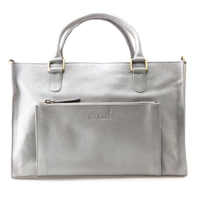 NATURAL LEATHER PURSE COURIER metal