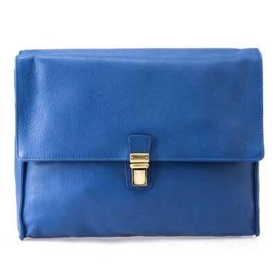 NATURAL LEATHER PURSE POST blue navy