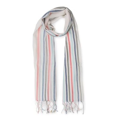 COTTON SCARF UMI WHITE STRIPES COLOR FAIR TRADE PRODUCT