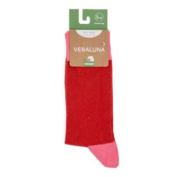 Chaussettes Bio Veraluna Rose Rouge Uni 2