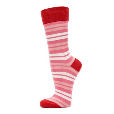 Veraluna Organic Socks Pink Red Stripes