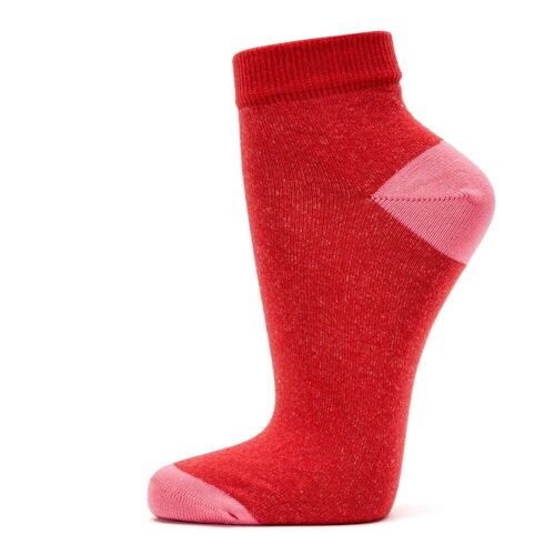 Calcetines de Algodón Orgánico Rosa Rojo Tobilleros Producto de Comercio Justo