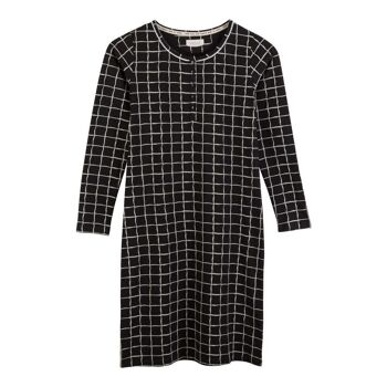 CHEMISE DE NUIT EN COTON BIOLOGIQUE DELTA PRODUIT ÉQUITABLE carreaux noirs 1