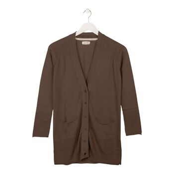 CARDIGAN EN COTON BIOLOGIQUE FERT PRODUIT ÉQUITABLE cacao 1