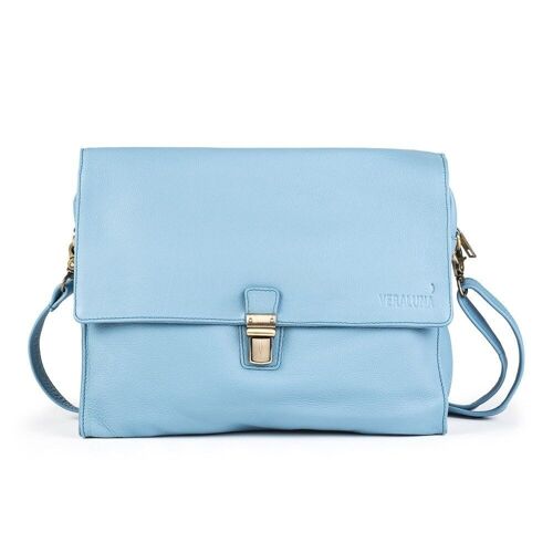 NATURAL LEATHER PURSE POST light blue