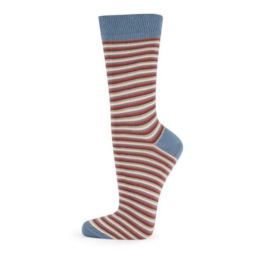 CALCETINES ALGODÓN ORGÁNICO VERALUNA STRIPES AZUL 43-46