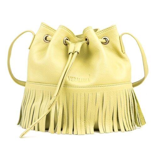 NATURAL LEATHER BUCKET FAIR TRADE PRODUCT yellow
