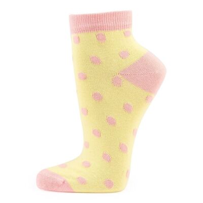 Calcetines Tobilleros Algodón Orgánico Dots Amarillo Producto de Comercio Justo